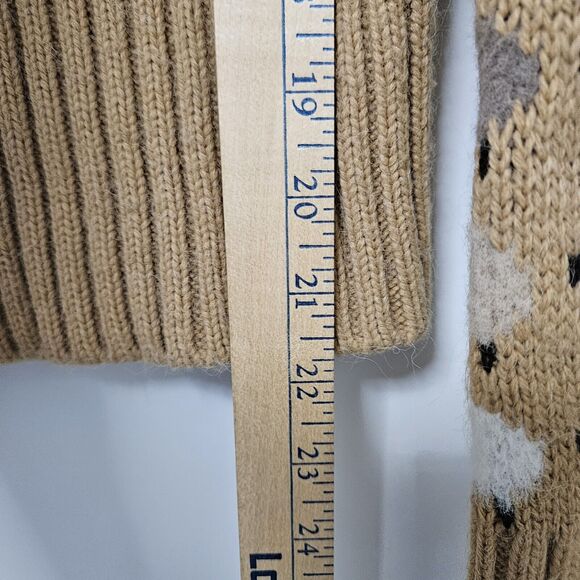Zara Jacquard Sweater Women's Medium Tan White Gray Lamb Print Collar Neck EUC - Picture 6 of 7